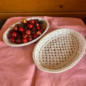Department 56 Woven Oval Ceramic Basket Dish